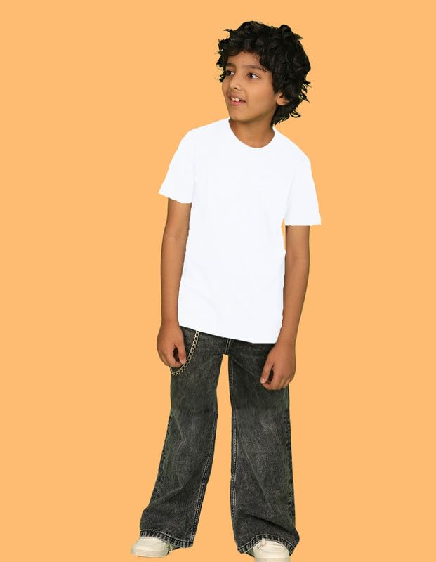 Image of Nusyl Boys Half Sleeves Solid T-Shirt for Kids | Soft Cotton Blend | Comfortable Regular Fit | Casual 2-16 Years | Multiple Colors & Pack Options