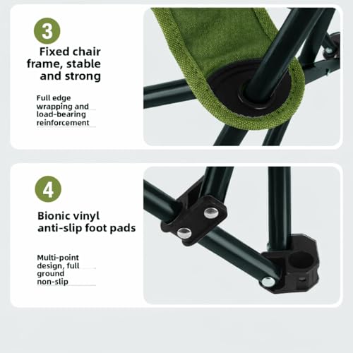 Image of Lyrovo Portable Folding Camping Chair High Back | 90 to 145 Degree Adjustable Compact Lightweight | Foldable Chair for Camping, Beach, Picnic & Balcony