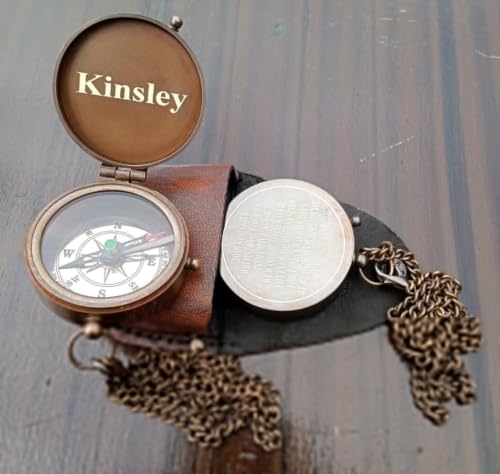 Brújula personalizada de latón grabado, tamaño de bolsillo estilo vintage antiguo miniatura 3