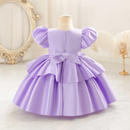 wodceeke Toddler Baby Girls Satin Pageant Dress Flower Girl Formal Wedding Birthday Party Princess Dresses Communion Gown4