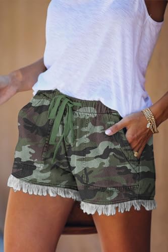 Image of YOCUR Womens Lightweight Shorts Casual Baggy Trendy Hot Pants Elastic Waist Drawstring Comfy Shorts