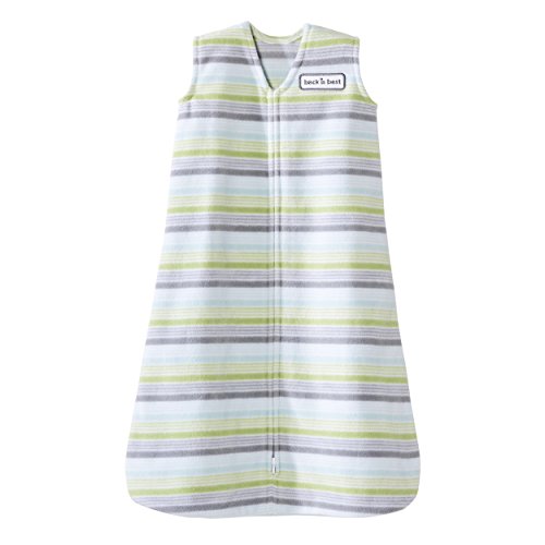 Image of Halo Sleepsack Fleece Wearable Blanket, Green /Blue /Grey Stripe, Large
