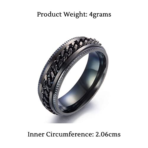 Image of Yellow Chimes Rings for Men and Boys | Black Colored Rings for Men | Stainless Steel Tough Dude Chain Rings for Men | Birthday Gift for Men and Boys Anniversary Gift for Husband