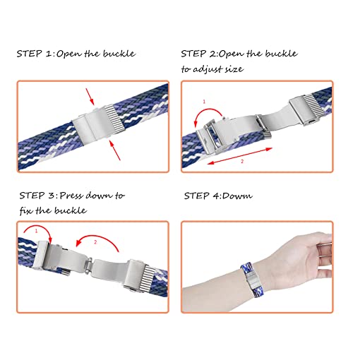 BAIYI HOPE Medical Alert ID Bracelet Adjustable Nylon Braided Elastic Wristbands Custom Engraving Med Stainless Steel Medic ID Jewelry Medical Emergency Identification Bracelets 6-8 inch