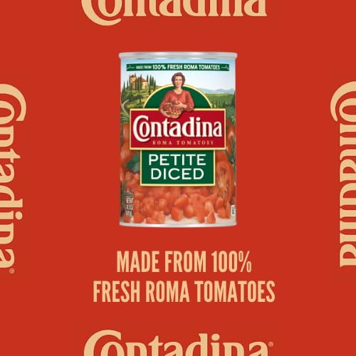 CONTADINA Petite Cut Diced Tomatoes, 12 Pack, 14.5 oz Can, Red