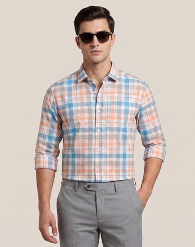 Image of Afflatus Men's Checked Casual Premium Cotton Blend Full Sleeve Regular Fit Check Shirt for Man | Stylish Checks Shirt for Casual Wear | Cotton Shirt for Men