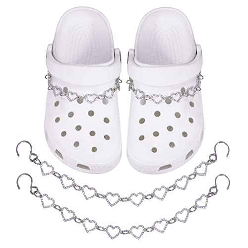 CIKKITZ Pack of 2Pcs Bling Heart Shoe Chains for Girls DIY Shoe Charms Accessories for Women Jewelry Alloy Chains Clog Sandals Gift for Party Birtyday Gift