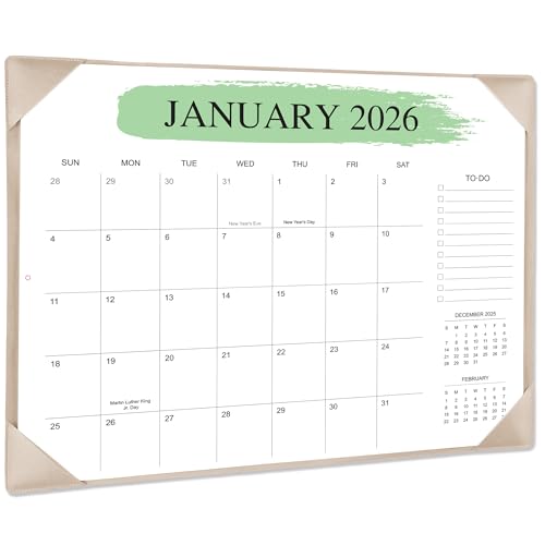 Desk Calendar 2026-2027 with Desktop Mat – 18-Month Desktop Calendar from Jan 2026–Jun 2027, for Office, School & Home Use – Large Teacher Desk Calendar 22x17 (Apricot)