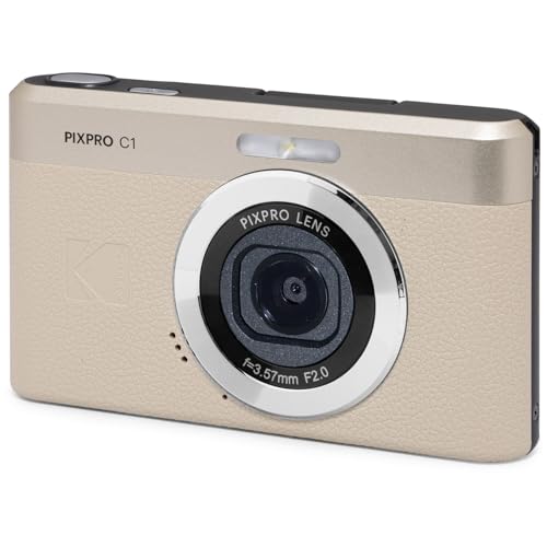 Kodak PIXPRO C1 Compact Digital Camera (Tan), 13MP Point and Shoot Camera for Selfies, Travel, Vlogging and Everyday Photos (C1-TN) + 32GB Card + Camera Bag + Cleaning Kit (7pc Bundle) - image 4