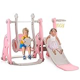 rutsche schaukel sandkasten 【Kinderrutsche 4 in 1】Dieses blau-weiße 4-in-1-Spielset bietet 4 Funktionen: eine glatte Rutsche, ein rutschfester Kletterer, eine stabile Schaukel und ein Basketballkorb, der für die Familie und den privaten Außenbereich gedacht ist. Alle Aktivitätselemente sind für Kleinkinder angemessen. Die Größe des Produkts ist in der Regel für Kinder von 1 Jahr bis 5 Jahren geeignet.