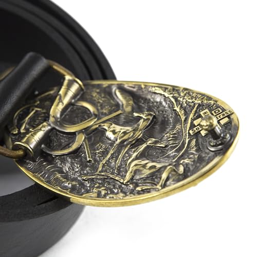 Leather belt with buckle Greyhounds hare hunting, Handmade Greyhounds hare hunting trophy solid brass belt buckle on leather belt3