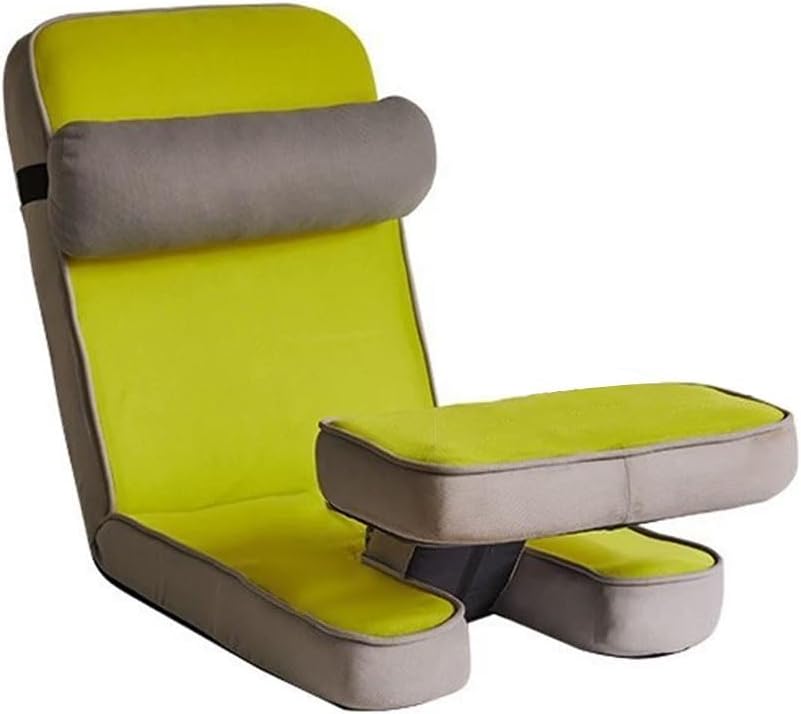 Adjustable Folding Lazy Sofa Bed with Pillow,Floor Chair Portable Padded Seat Lounge Couch with Adiustable Tabletop,Sleeper Recliner for Meditation,Gaming Reading(Green)