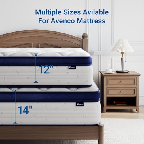 Image of Avenco Full Mattress, Hybrid Full Size Mattress in a Box, 12 Inch Full Size Mattresses with Comfort Foam and Pocket Coils for Pressure Relief Motion Isolation