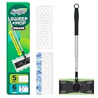 Swiffer Sweep & Mop Deluxe 2-in-1 Floor Mopping and Sweeping Kit, Multi-Surface Kit for Floor Cleaning, Includes 1 Sweeper Device, 5 Heavy Duty Dry Sweeping Cloths, 6 Heavy Duty Wet Mopping Cloths