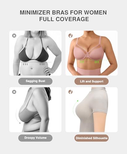 Image of Lover-Beauty Minimizer Bras for Women Full Coverage Unlined Underwire Bras Plus Size Lifting Bra for Heavy Breast