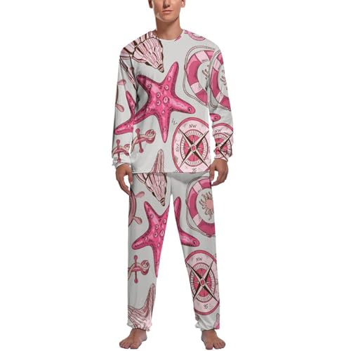 Pyjama homme boussole étoile de mer anti-froid avec haut manche longue et pantalon souple