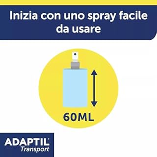 ADAPTIL Transport Calmante per Cani Spray 60 ml, Tranquillante e Antistress Naturale per Cani Iperattivi, Ansiosi, Rilassamento per Cani Viaggi e Spostamenti Stressanti, Feromoni