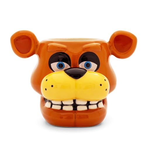 Silver Buffalo Five Nights At Freddys Freddy Fazbear Face Sculpted Ceramic Mini Mug | Holds 2 Ounces