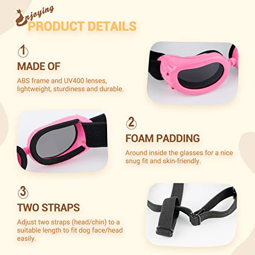 Enjoying Dog Sunglasses Small Breed Anti-Ultraviolet Dogs Goggles Eye Wear Windproof Anti-Fog Pet Glasses For Doggy About Over 5 Lbs, Pink #TOP2