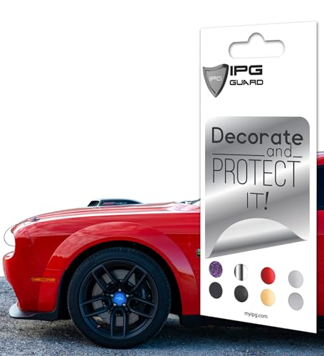 Image of IPG Compatible with Dodge Charger, Challenger, Durango (2017-2023) Wheel Center Cap Overlay Decal Sticker Wrap Kit - Hash Rhombus Design - Personalize Your Vehicle (Outer Logo, Reflective - Blue)