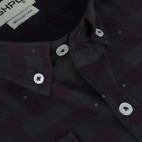 Image of GHPC 100% Cotton Gingham Checks Full Sleeves Regular Fit Formal Shirt for Men