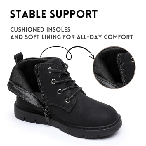 Ahannie Boys Boots Toddler Kids Work Boots Outdoor Casual Side Zipper Ankle Boots thumb #2