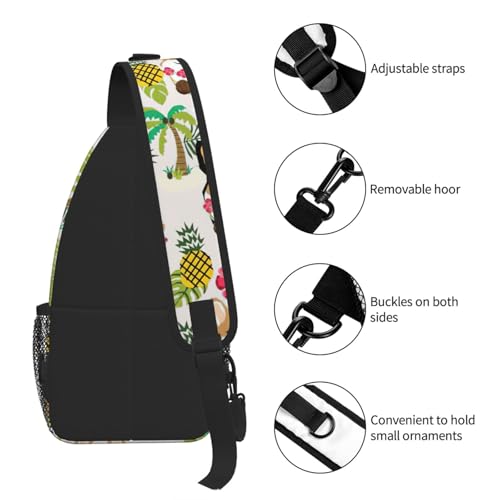 Mochila diagonal Corgi Hawaiian con tejido transpirable y correa ergonómica ajustable 7