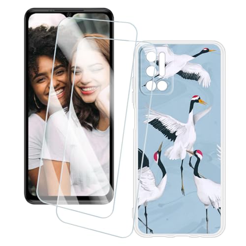 OAGELIM 2�Z�b�g �X�N���[���v���e�N�^�[ + �P�[�X Doogee N40 Pro (6.52 �C���`) �Ƃ̌݊������� �A�[�e�B�X�e�B�b�N�J�X�^���v�����g�J�o�[�Ƌ����K���X�t�B���� �X�N���b�`�h�~ (��)