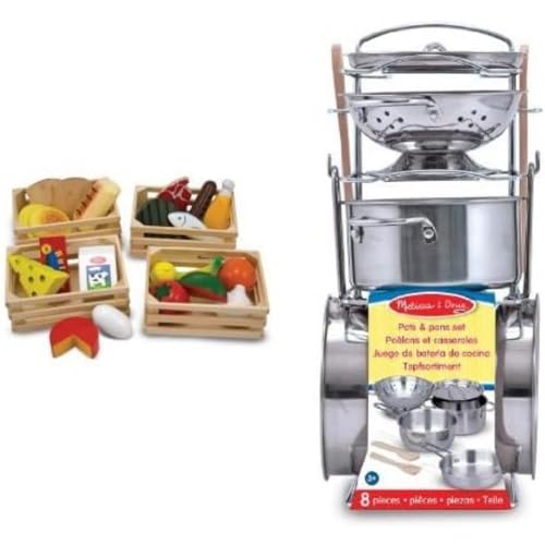Jeu d'imitation Poêlons et Casseroles avec Ensemble d'Aliments Melissa & Doug Durable
