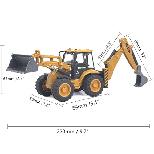 Image of Ailejia Kid Die-Cast Backhoe Loader Excavator Truck Toys Heavy Duty Wheeled 1 /50 Metal Engineering Vehicle Construction Tractor Model Toy For Boys (Backhoe)