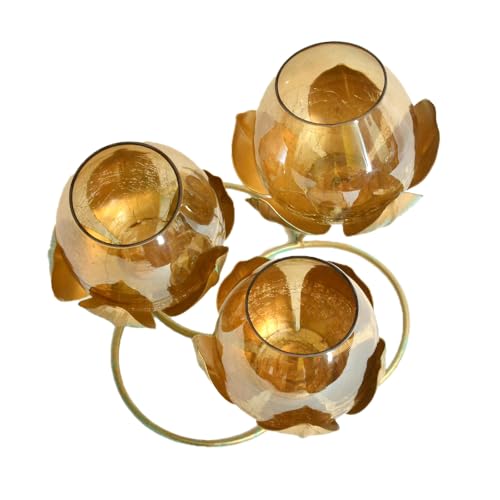 Image of Trio Lotus Bloom Glass T-Light Holder - I-89-GR