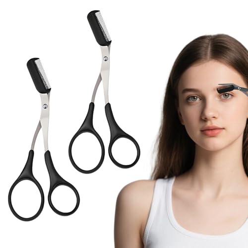 2 Stück Augenbrauenschere,Augenbrauen Schere Für Frauen,Eyebrow Scissors,Professionelle Augenbrauen Schere,Augenbrauentrimmer,Augenbrauenschere Mit Kamm,Präzisions Trimmer Für Frauen Und Männer