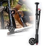 Schockpumpe Mountainbike-Federungspumpen Luftgabel-Stoßdämpfer 300 psi Hochdruck-Stoßdämpferpumpen mit Manometer, für MTB Rennräder Keine Luftverlust-Schraderventil-Fahrradwerkzeug