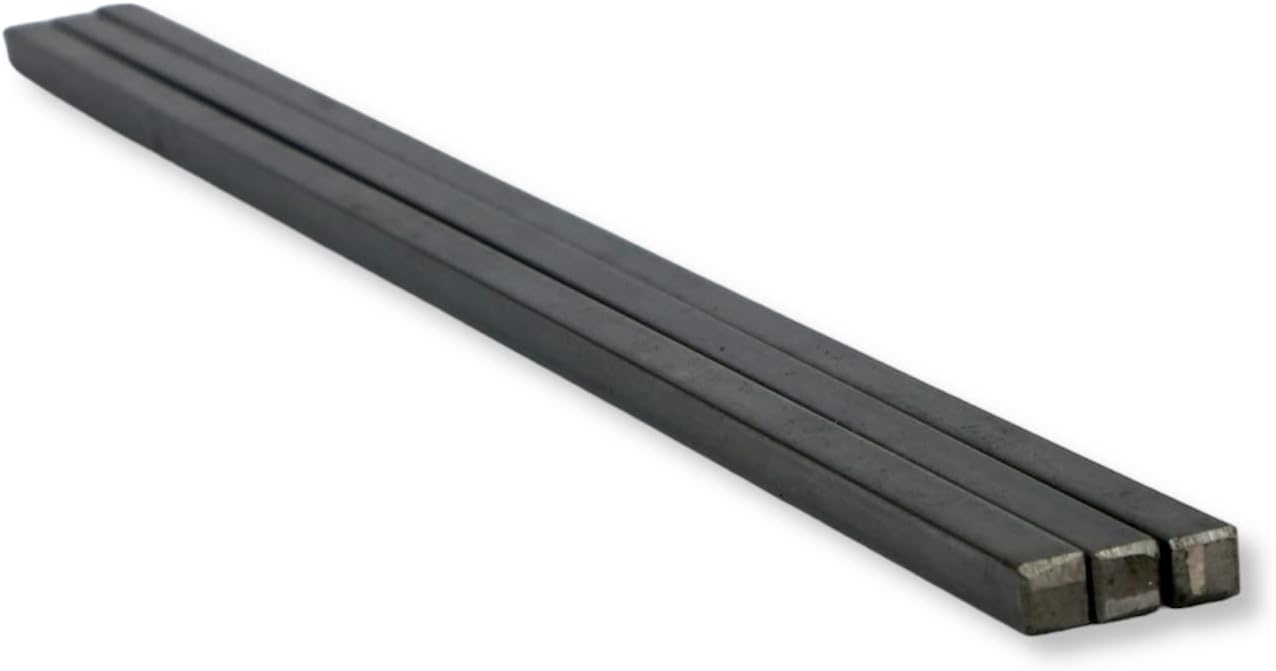 1/4" x 1/4" x 12" Square Steel Key Stock (Bar), Cold-Drawn Steel Bar, Oversized (Pack of 3) - Precision Key Stock, Plain Finish