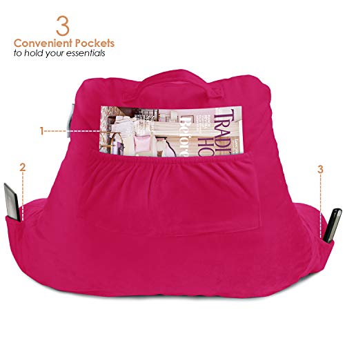 Image of Nestl Reading Pillow for Kids & Teens with Shredded Memory Foam, Backrest Pillows for Reading, Watching, and Gaming, Use on The Couch, Bed, or Floor, Adjustable Support with Washable Cover Hot Pink