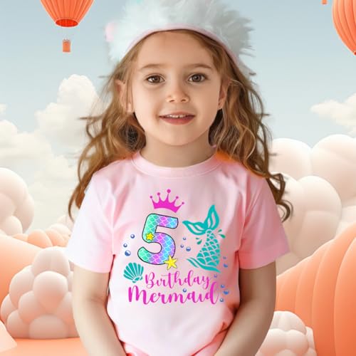 Girls 5th Birthday Shirts for Kid Girls 5 Years Old Birthday Outfit Pink2