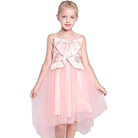 Sunny Fashion Mädchen Kleid Blumenmädchen Kleid Erröten Rosa Krawatte Hi-Low Hochzeit Party Gr. 116 Cover