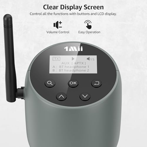 1Mii DS70 Bluetooth 5.3 TV Transmitter for 2 Headphones/Speakers w/ Screen - image 5