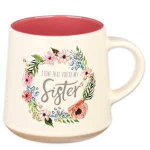 Christian Art Gifts Floral Pink Ceramic Coffee Mug – 14 oz. Microwave and Dishwasher-Safe Inspirational Scripture Coffee and Tea Mug for Women with Bible Verse: Love That You’re My Sister –Eccles. 4:9