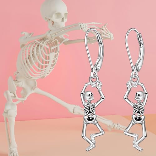 Skeleton Earrings for Women Halloween Skull Earrings Dangle for Costume and Parties Scary Skeleton Bone Drop Earrings Retro Halloween Accessories 5