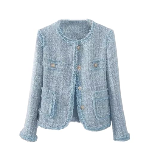 Veste courte en tweed vintage coréen chic pour un look streetwear élégant au quotidien