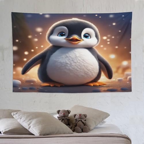 Tapisserie manchot PAZZK 150x230cm decoration murale pour salon