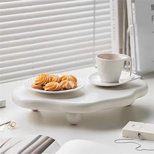 Bigpipi Wooden Decorative Tray Display Riser, Irregular Cloud Display Pedestal Stand For Home Decor (White) #TOP1