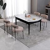 AISALL Esszimmerstühle 4er Set mit Rückenlehnen,Küchenstühle Gestell aus Schwarze Metall, Polsterstuhl Modern Retro Design Stühle, Stühle für Küche, Esszimmer, Hellbraun