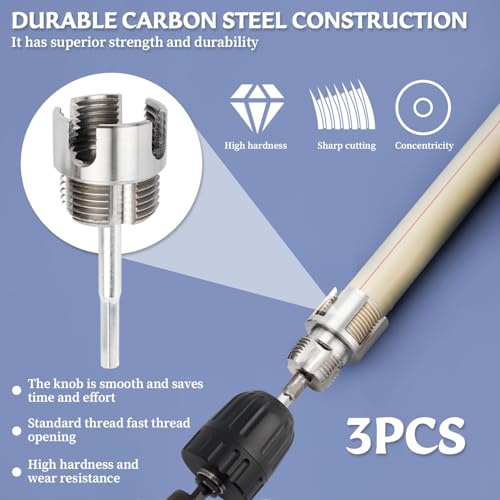 3Pcs Integrated Internal & External Pipe Threading Tool, Bestgle Dual-Function Pipe Thread Cutting Tool for 1/2\" & 3/4\"& 1\" PVC/Plastic Pipes, Electric Drill Compatible Pipe Threader Kit - Thumbnail 6
