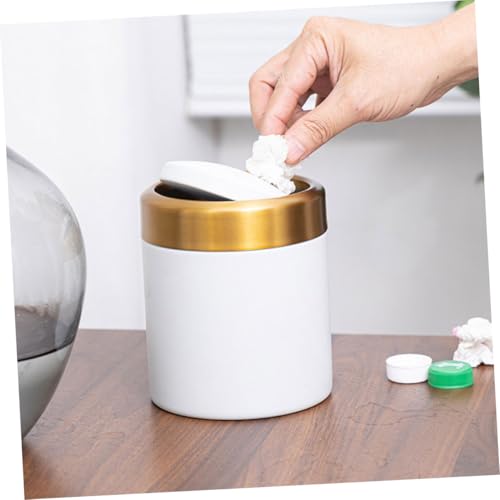 Pequeña caneca de basura rectangular de acero inoxidable con tapa miniatura 4