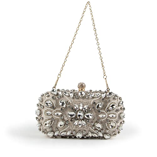 Naudamp Borsa da Sera con Pochette con Perle da