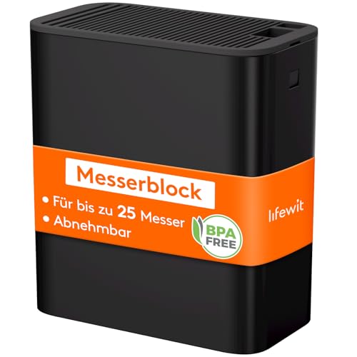 Lifewit Messerblock ohne Messer, Messerhalter für bis zu 25 Messer mit Schlitz für Scheren und Messerschärfer, Kunststoff Messerständer mit Abflusslöcher und Rutschfeste Füße für Küchenarbeitsplatte