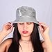 Eigso Women's Silver Metallic Bucket Hat Vintage Silver Fishing Hats for Woman Man Disco Party Fisherman Hat
