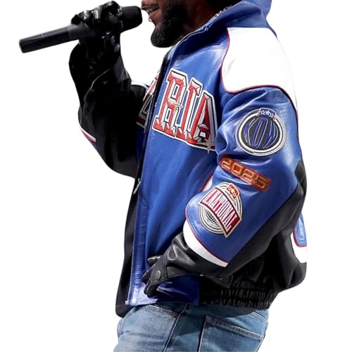 Men’s custom Martine Rose design Varsity Jacket | Blue and White Leather Sports Jacket | Gloria Campton varsity Jacket2